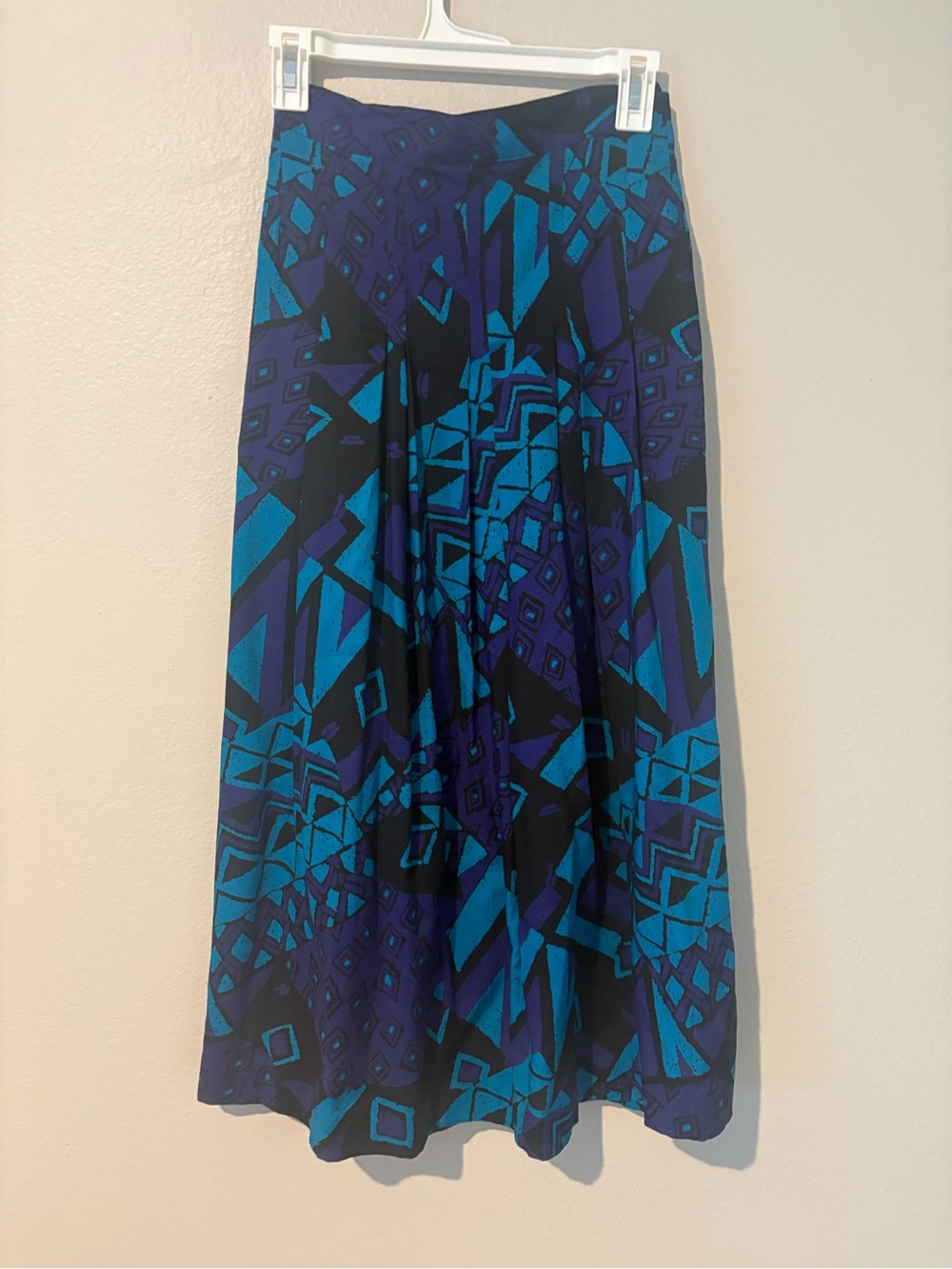 Abstract Geo Print A-Line Maxi Skirt - Blue & Purple